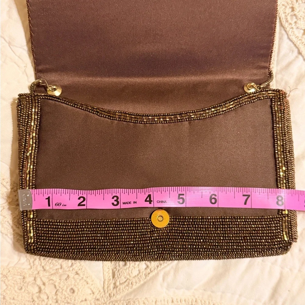 1950’s Vintage Delill beaded evening bag Gold Bronze& Silver Tone Original Tag